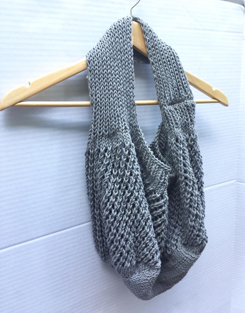 Bag Cotton market tote hand knit grey gray mesh bag image 6
