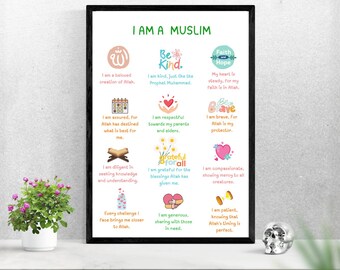 Islamic Affirmations Poster • Muslim Kids Room Decor (Digital Download)
