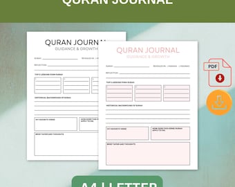 Quran Reflection Journal: Surah Studie Notizen (A4 & Letter PDF)