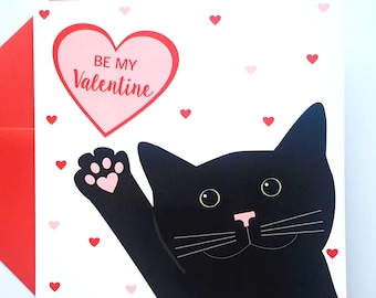 Black Cat Valentine Card - Be My Valentine Cat Card