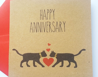 Black Cat Anniversary Card - Happy Anniversary