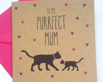 Black Cat Birthday/Mother's Day Card - To my Purrfect Mum