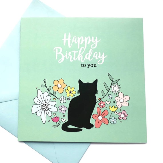 Carte Danniversaire De Chat Chat Noir Avec La Carte De Etsy France Carte Danniversaire De Chat Chat Noir Avec La Carte De Etsy France