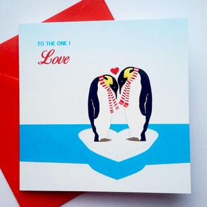 Penguin Valentine Card - To the one I love