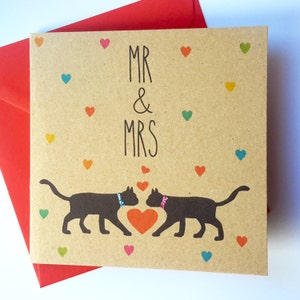 Tarjeta de boda de gato negro - Sr. y Sra.