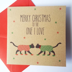 Carte de Noël chat noir - Pour celle que j'aime