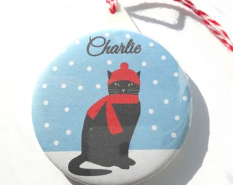 Cat Christmas decoration-Personalised Cat Christmas Tree Ornament- 6 different cat colours