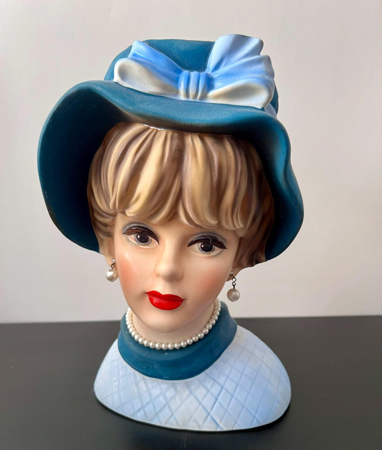 Blue Vintage Lady Head Vase - Etsy
