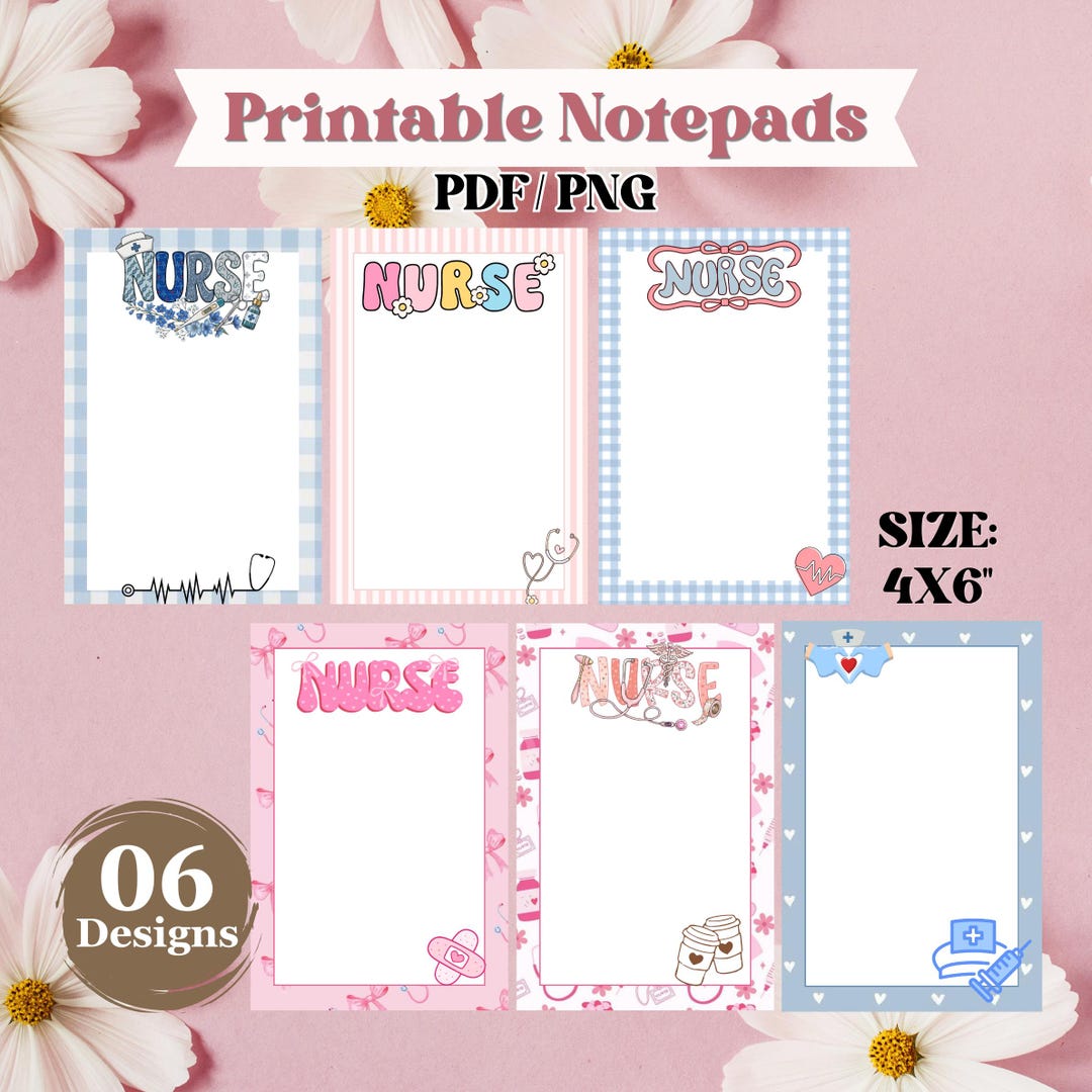 Nurse Life Notepad Printable Bundle, Nurse Notes Template Medical ...