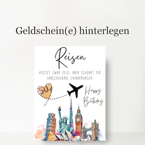 Geldgeschenk Reise Geburtstag Vorlage | Reisegutschein PDF | Urlaub Geldgeschenk | Sofort Download | DIY Geschenkidee Reise image 8