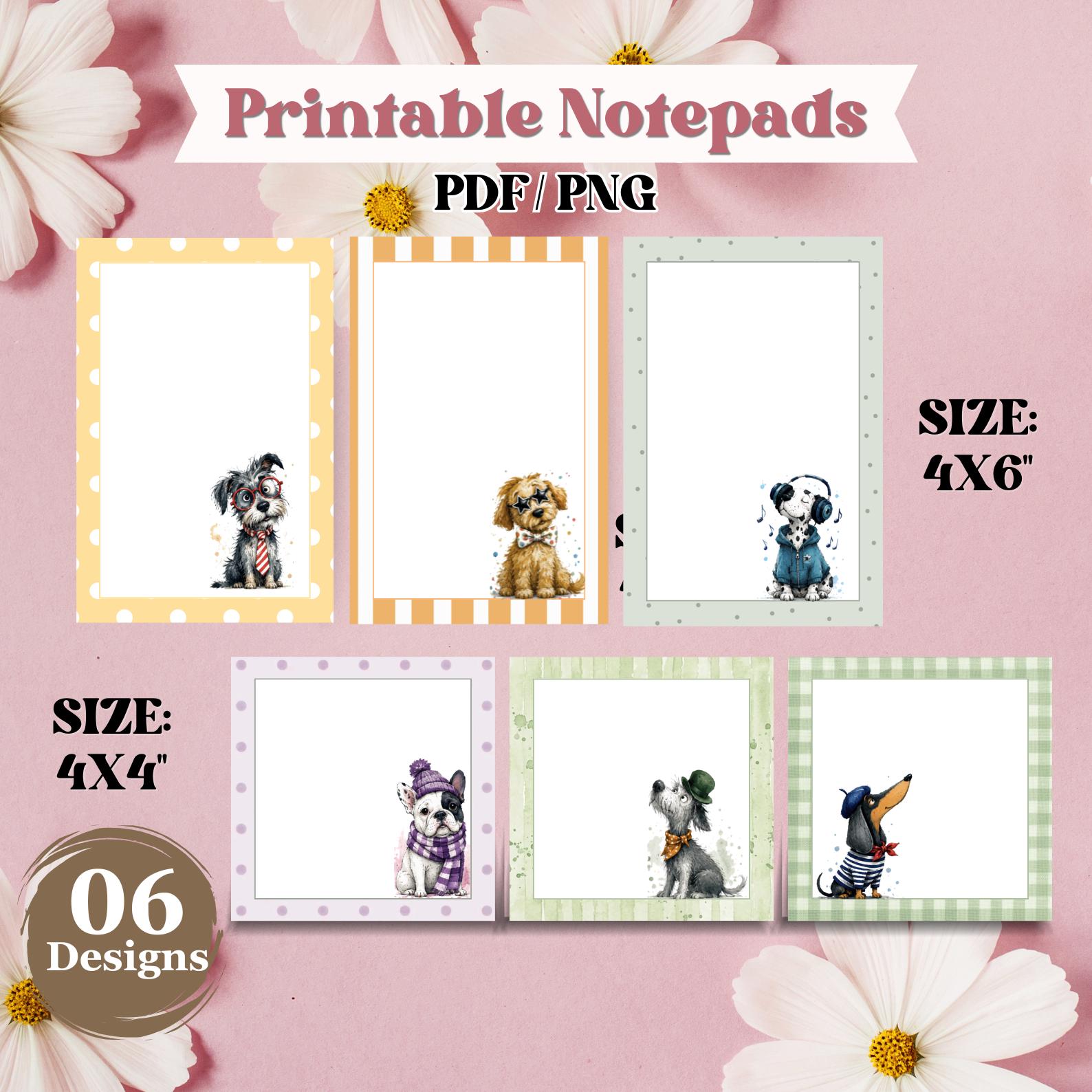 Dog Notepad Bundle, Printable Quirky Dogs Memo Pad Template, Cute Puppy ...