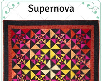 Supernova Quilt Pattern, by Curlicue Creations Throw Size Quilting Pattern  Lap Quilt