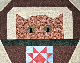 Star Cat PDF Download Quilt Pattern Paper Pieced Quilt Block Pattern, by Curlicue Creations Foundation Paper Pieced Kitty Basket