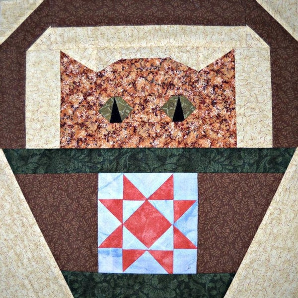 Star Cat PDF Download Quilt Pattern Paper Pieced Quilt Block Pattern, by Curlicue Creations Foundation Paper Pieced Kitty Basket