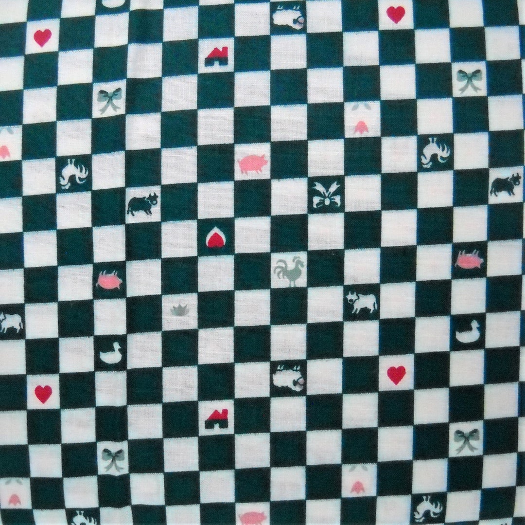 Barnyard Check Quilt Fabric: Green & White Cotton Sewing Material - Etsy