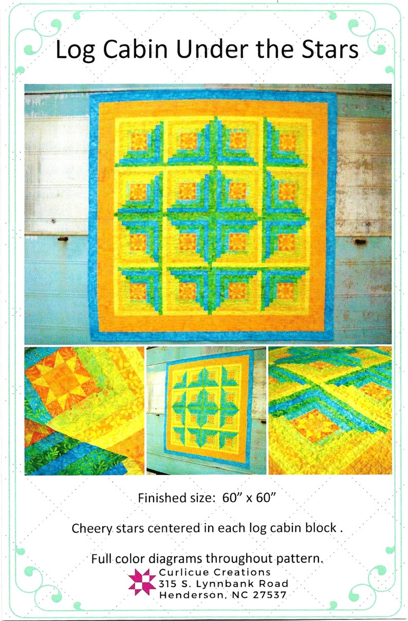 Log Cabin Under the Stars Quilt Pattern by Curlicue Creations Etsy