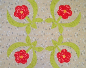 Joy Applique Quilt Block Pattern by Curlicue Creations, Floral Wreath Applique Quilting Pattern