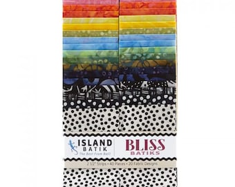 Bliss Quilt Fabric 2-1/2" Strip Pack Precuts, Island Batik, Jelly Roll Rainbow