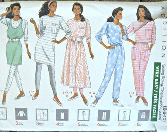 Butterick 4471 Misses Dress, Top, Jumper, Skirt, Pants and Leggings Pattern, Sizes 6, 8, 10, Factory Folded Uncut, Vintage, 1989, Sewing