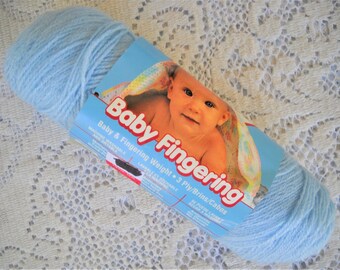 Red Heart Baby Fingering Yarn, Acrylic Yarn, Baby Blue 0802, 1.75 oz Fingering Weight Yarn, Blue Yarn, Knitting Crochet Vintage Yarn Destash