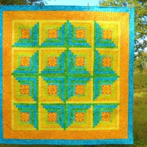 Log Cabin Under the Stars Quilt Pattern by Curlicue Creations Quilting Pattern Throw Size Quilt Pattern Sewing