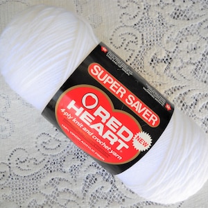 Red Heart Super Saver Yarn: White Worsted Weight Acrylic, 8 oz