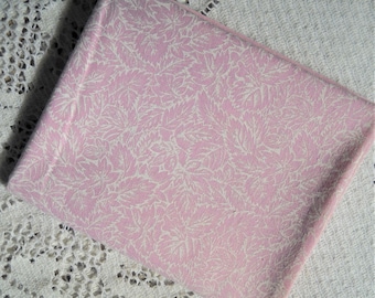 Pink Leaves Quilt Fabric, Vintage, Destash, 100 Percent Cotton, Fat Quarter Cut,  Precuts