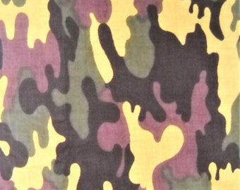 Camouflage Quilt Fabric, 100 Percent Cotton, Fabric by the Yard, Quilting Material, Sewing, Vintage