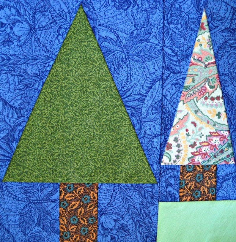 Pine Tree Paper Pieced Quilt Block Pattern by Curlicue | Etsy
