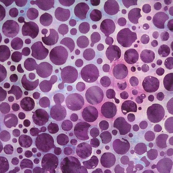 Grape Mini Bubbles Kaleidoscope Batik Quilt Fabric 100 Percent Cotton by Island Batik Fabric by the Yard, Purple Quilting Fabric Violet