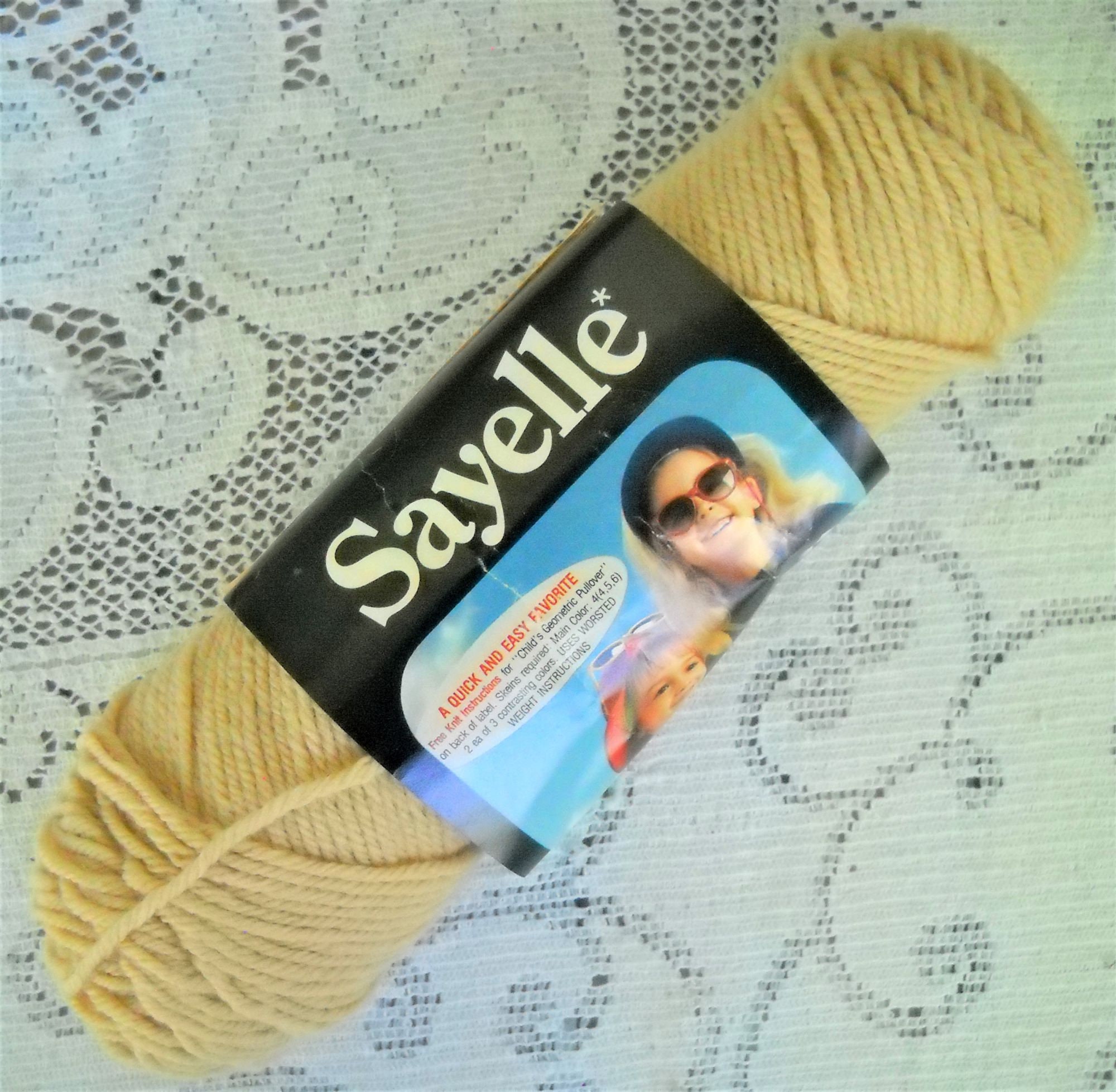 Sayelle Knitting Yarn Bone 1003 3.5 oz 99g Worsted Weight Yarn Beige Color Yarn Knitting Crochet Vintage Yarn Destash