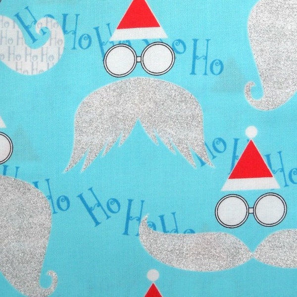 Ho Ho Ho Quilt Fabric by Greta Lynn for Kanvas, 100 Percent Cotton, Fabric by the Yard Santa Quilting Fabric Blue Christmas Sewing Material