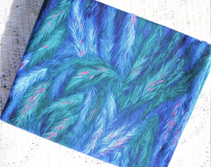 Blue Green Feathery Fern Quilt Fabric Vintage Destash 100 Etsy