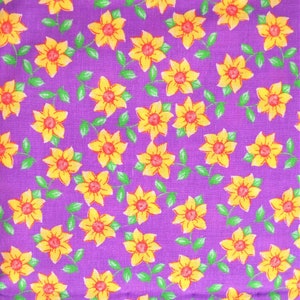 Yellow Purple Floral Quilt Fabric, Quilters Choice, 100 Percent Cotton, Fabric by the Yard, Quilting Material Sewing