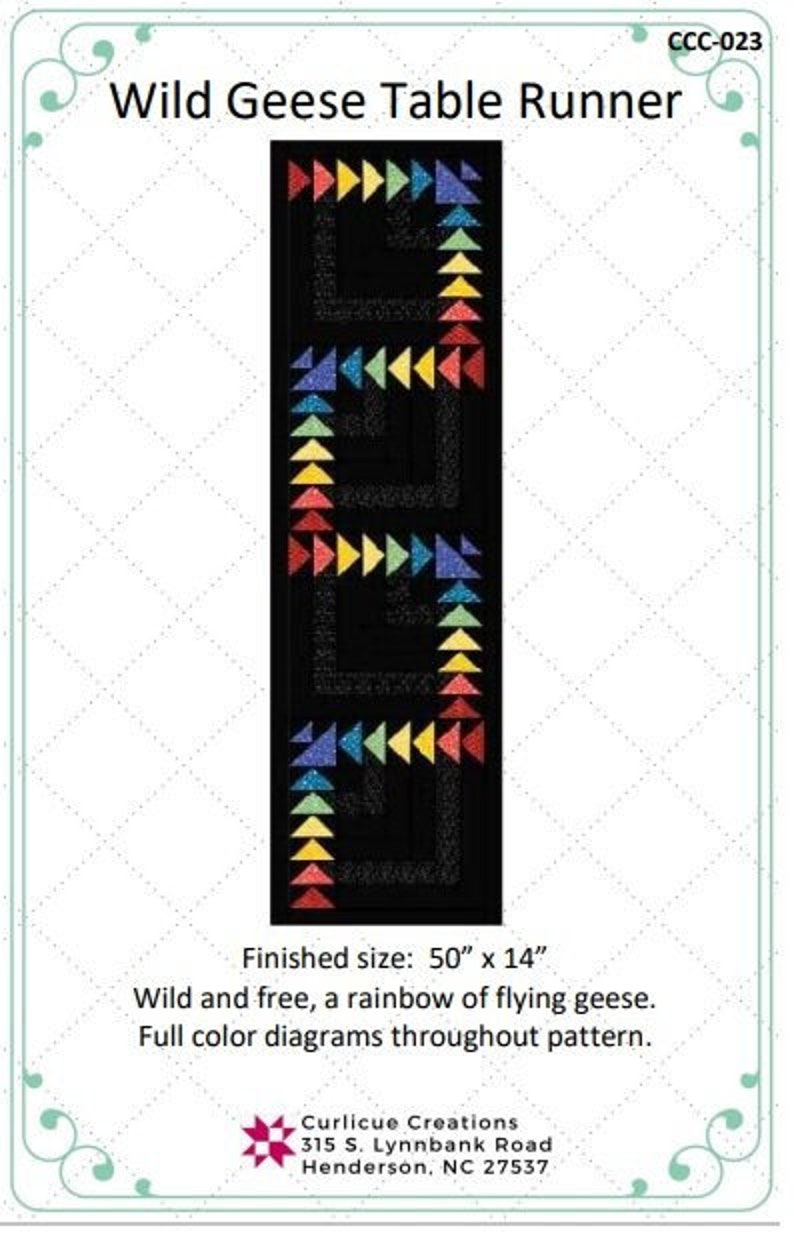 Wild Geese Table Runner PDF Download Quilt Pattern, Curlicue Creations, Quilting Pattern, Digital Download image 1