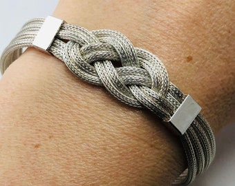 Sterling Silver Mesh Macrame Bracelet, Ladies Braided Bracelet, Mesh Celtic Knot bracelet