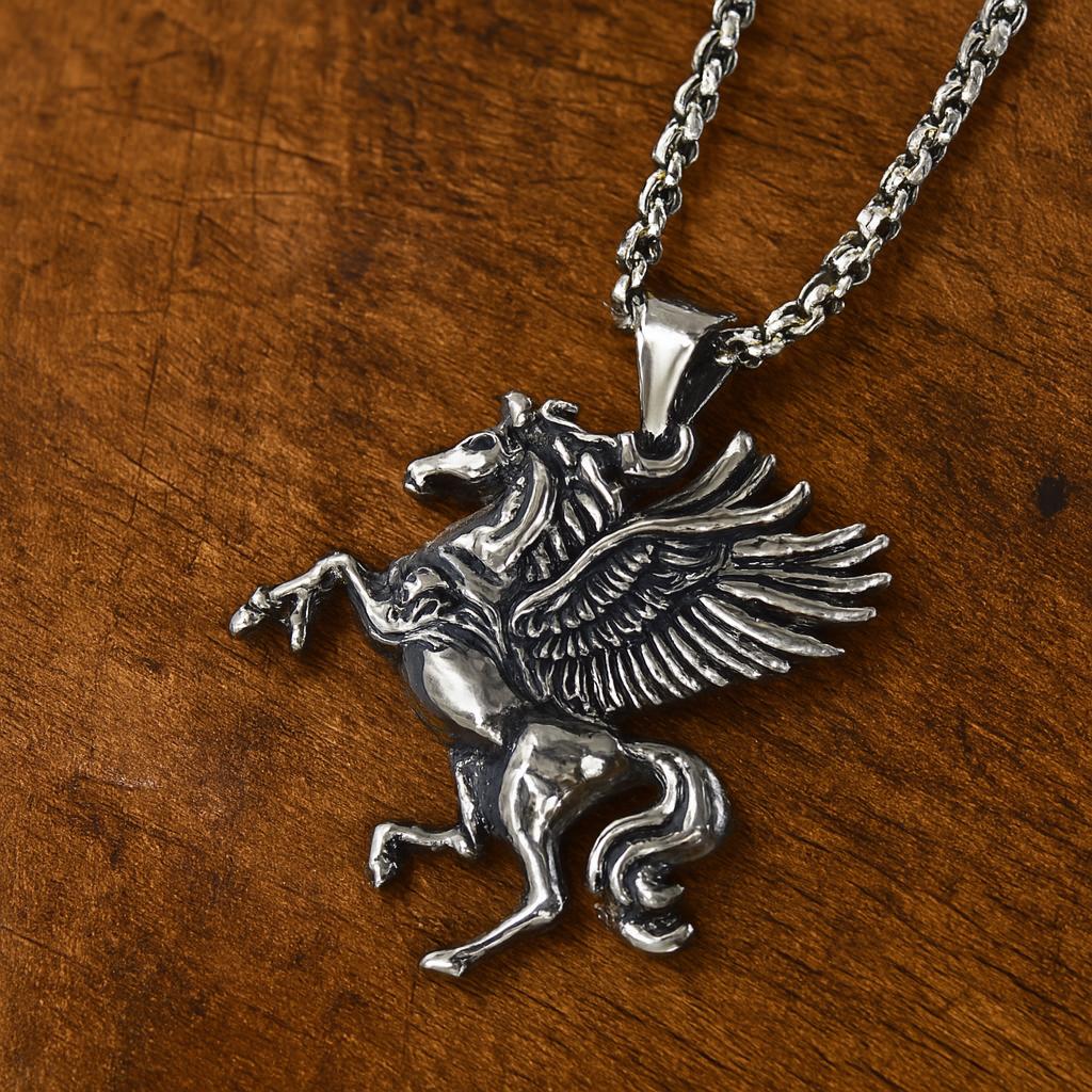 Pendentif Cheval En Argent Massif Vintage 925/1000 - Ancien, Usure Du Temps