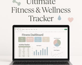 All-in-One Fitness Tracker Digital Wellness Habit Planner Google Sheets Fitness Journal Workout Nutrition & Health Goals Tracker