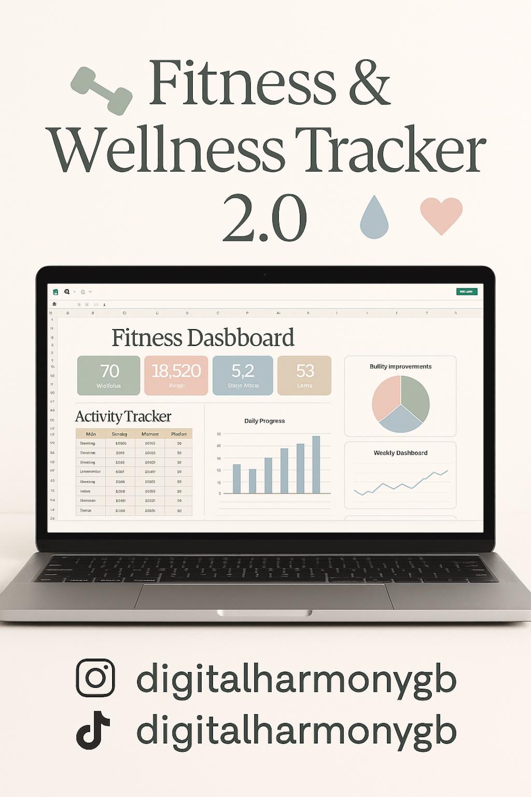 Wellness Tracker Google Sheets Fitness Planner Habit Log Workout