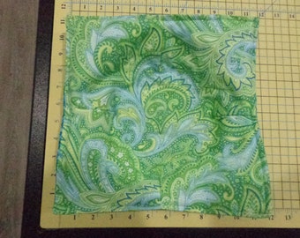 Multi Green and Blue Paisley - Quilted Microwave Bowl Cozy