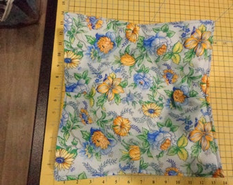 Blue and Yellow Flowers on Pale Blue - Quilted Microwave Bowl Cozy