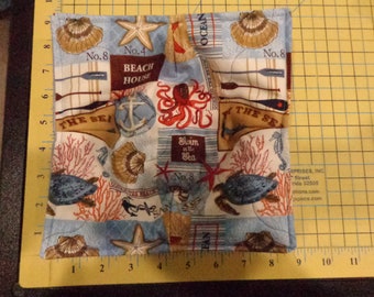 Beach House by the Sea - Quilted Microwave Bowl Cozy