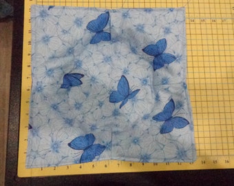 Big Blue Butterflies on Blue Flowers - Quilted Microwave Bowl Cozy