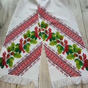 Ukrainian Wedding Rushnyk Towel | Oak and Kalyna Cross Stitch Folk Decor 78"