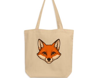 Organic Cotton Tote Bag - Fox Design Eco-Friendly Shopper