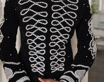Customized Green Luxurious hand-beaded Suit  for Groom: Men Wedding Outfit for All Occasions, Men's Customized African Wedding Suit
