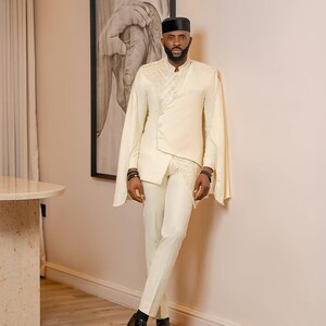 Costume Cr me Pour Homme Personnalis Cristal Perl La Main Mariage 