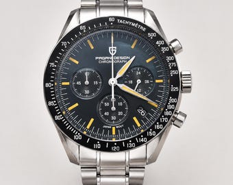 Chronograph – Luxusuhr aus tiefblauem Edelstahl für Herren