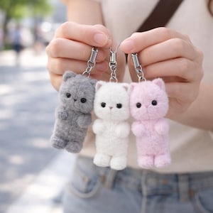 Uroczy brelok z kotem, miękki pluszowy kotek, zawieszka na torbę Kawaii Animal Brelok do kluczy dla kobiet, mężczyzn i dzieci, mini prezent, dodatek, dekoracja