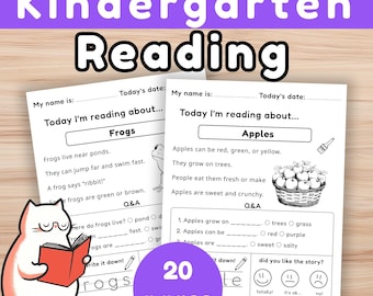 Kindergarten Comprehensive Reading: 20 PDF Downloads, Classroom Activity Worksheets, Homeschool Tutoring